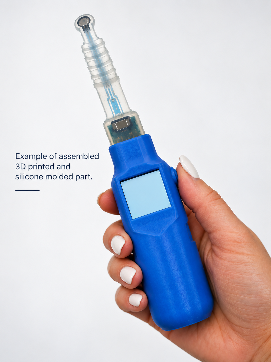 Example of assembled 3D printed and silicone molded part