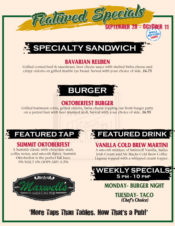 Maxwell's menu, additional page