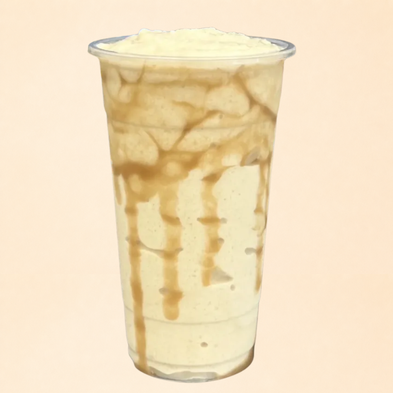 Salted Caramel protein shake topped with whipped cream and caramel drizzle