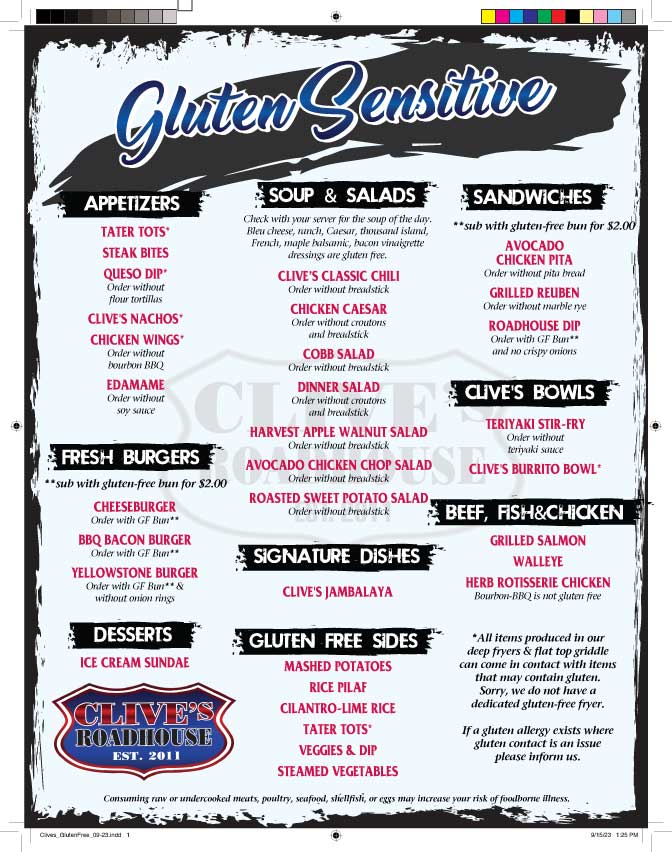 Gluten Free Menu