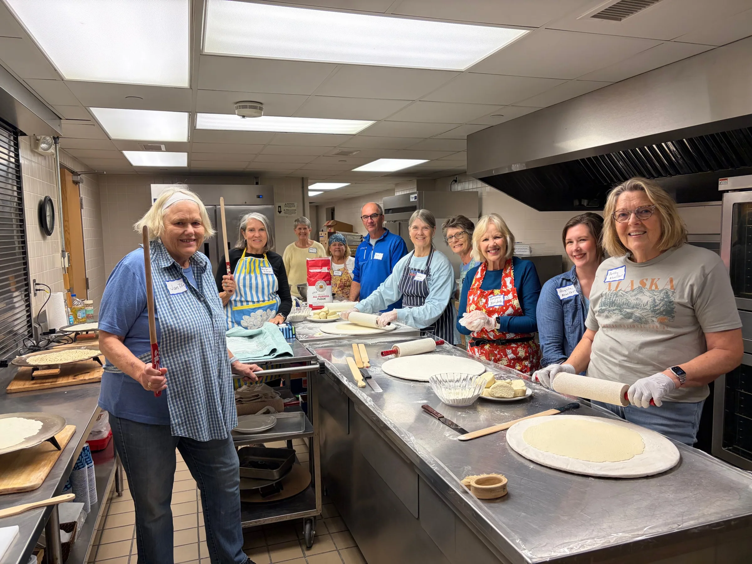 Volunteers making lefse