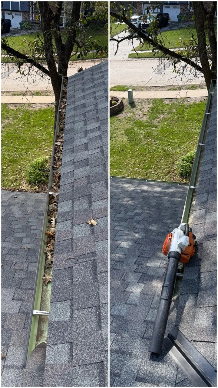 Gutter cleaning in the Quail Creek neighborhood of Bellevue, NE