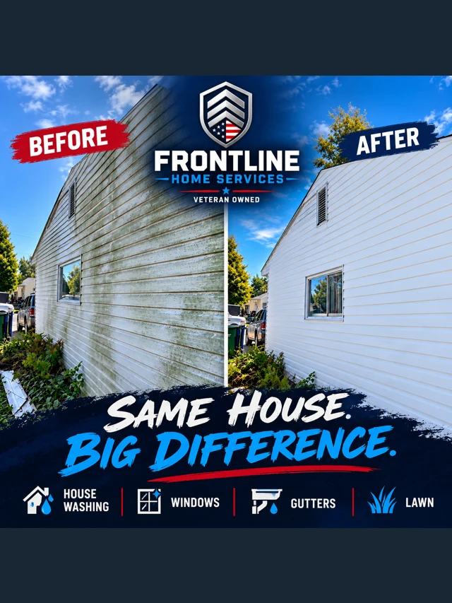 House wash in Bellevue, NE, before and after