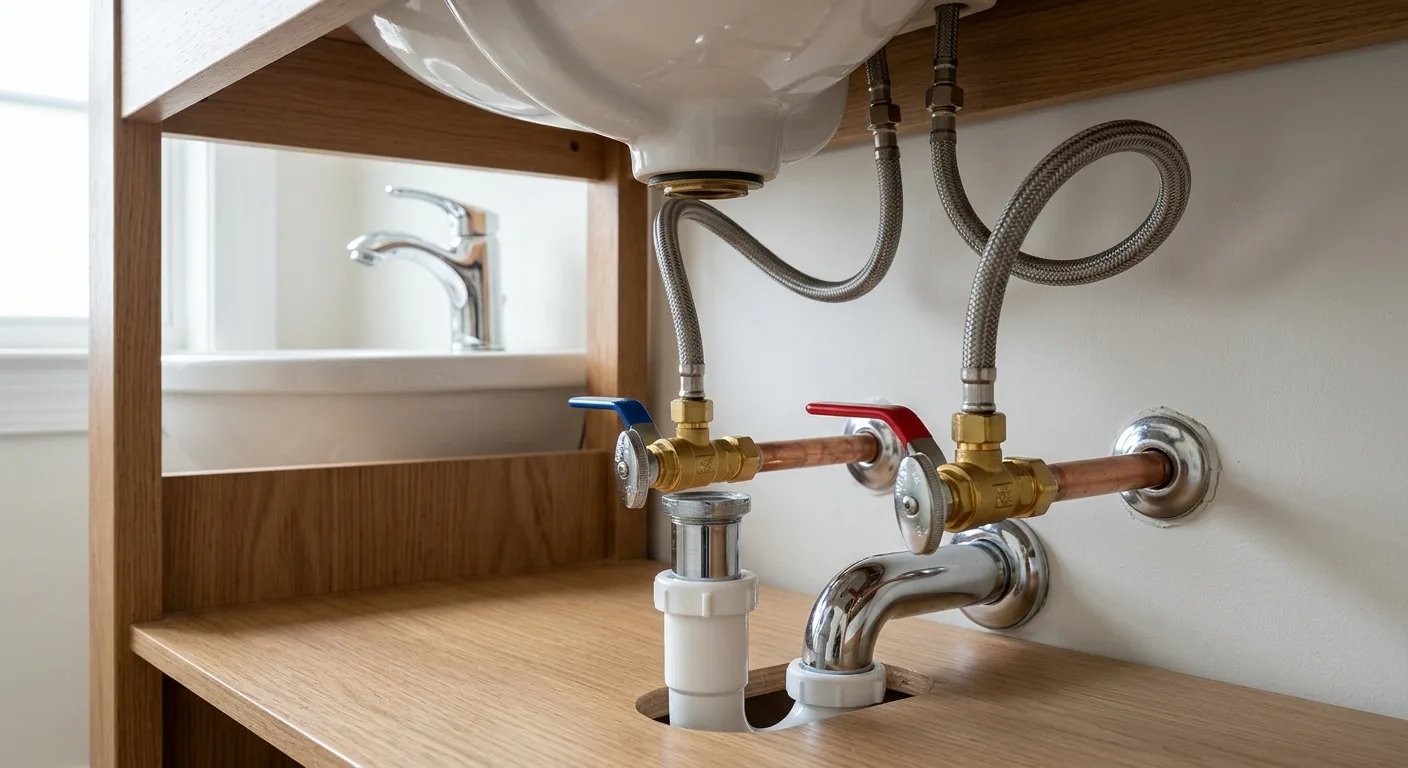 Completed plumbing repair in a Maryland home