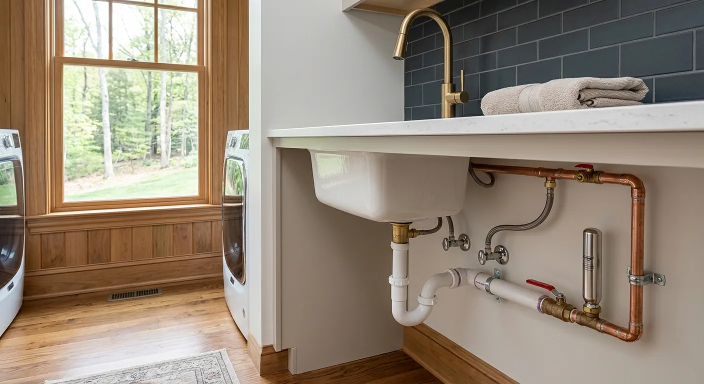 Plumbing repair detail in a Maryland home