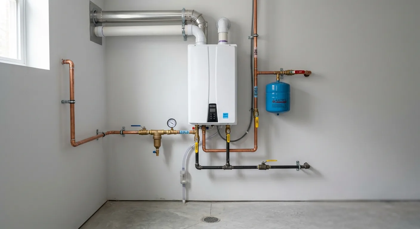 Tankless installation detail in a Maryland home