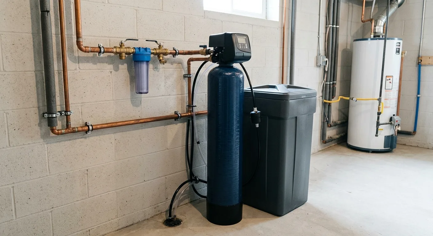 Completed water softener installation in a Maryland home