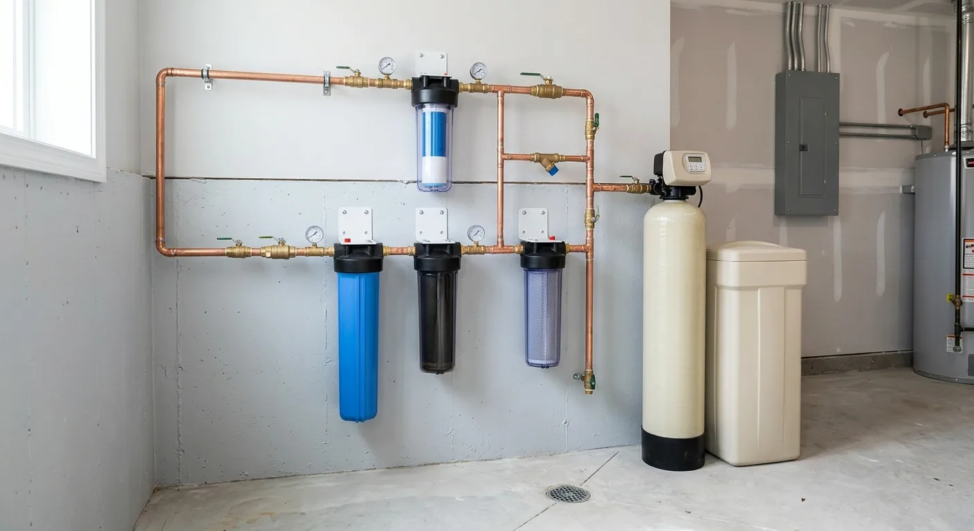 Whole house filtration detail in a Maryland home