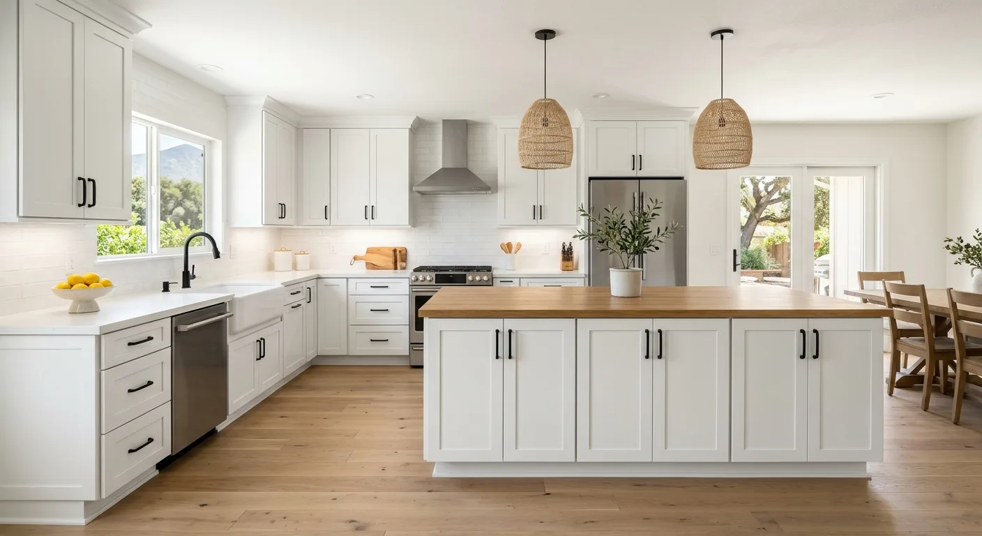 kitchen cabinet painting work, project example in Quail Valley, ca