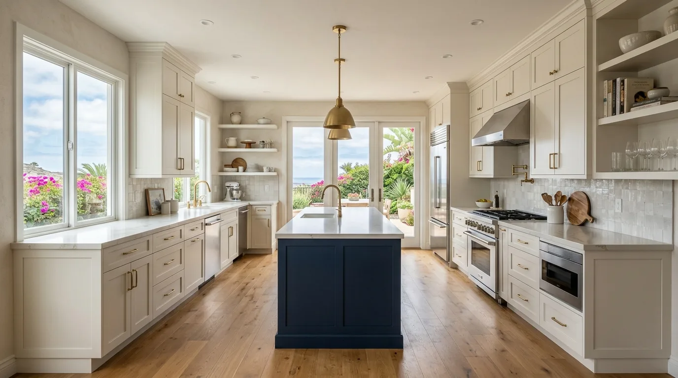 cabinet painting and refinishing work, project example in Solana Beach, CA