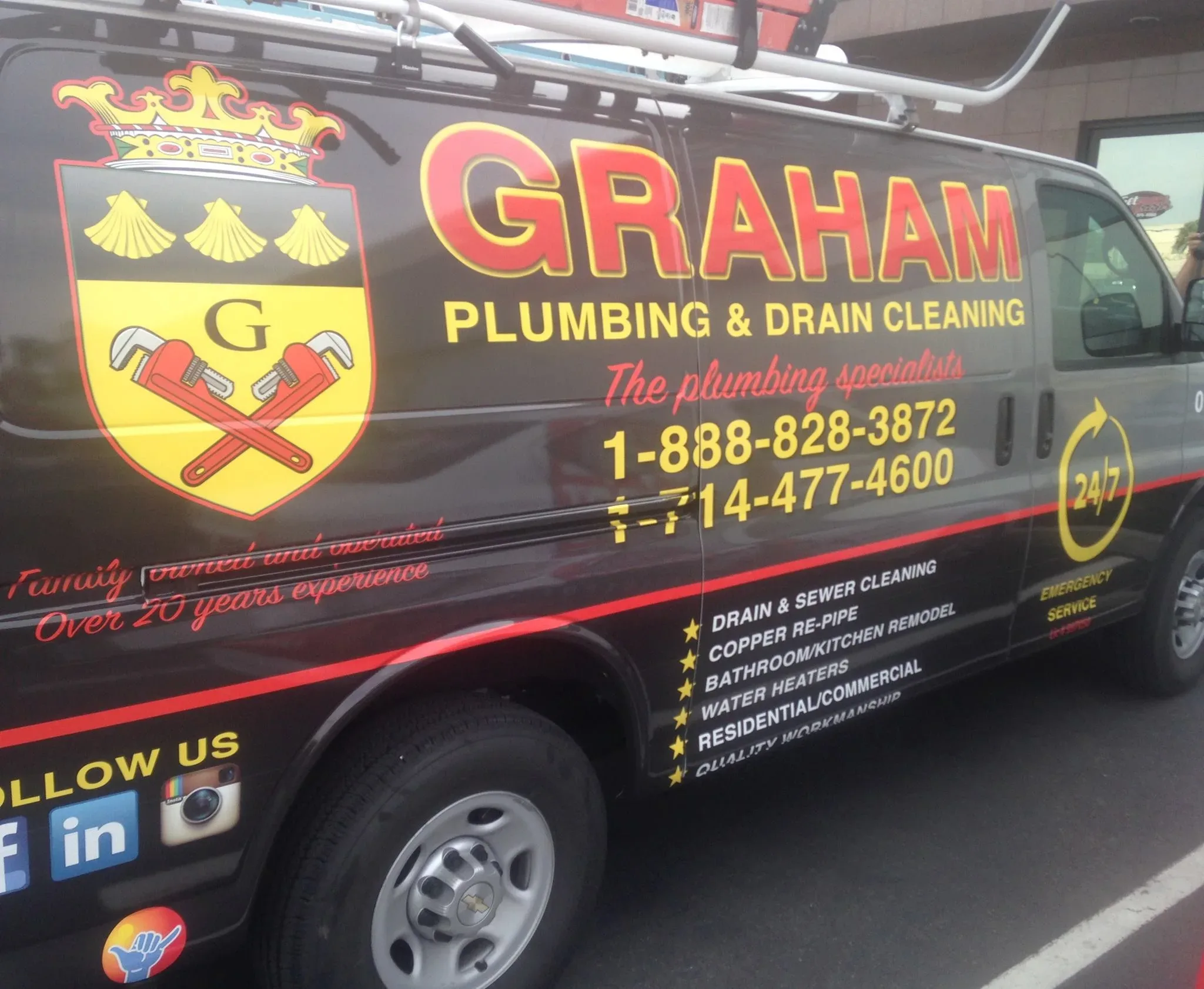 Graham Plumbing & Drain Cleaning service van with the Graham crest