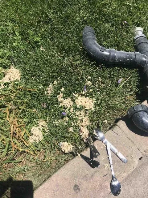 Drain lines exposed for repair by Graham Plumbing