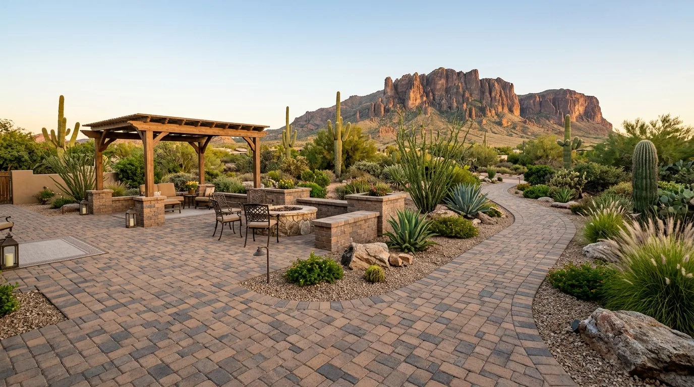 paver patios and walkways work, project example in Gold Canyon, AZ