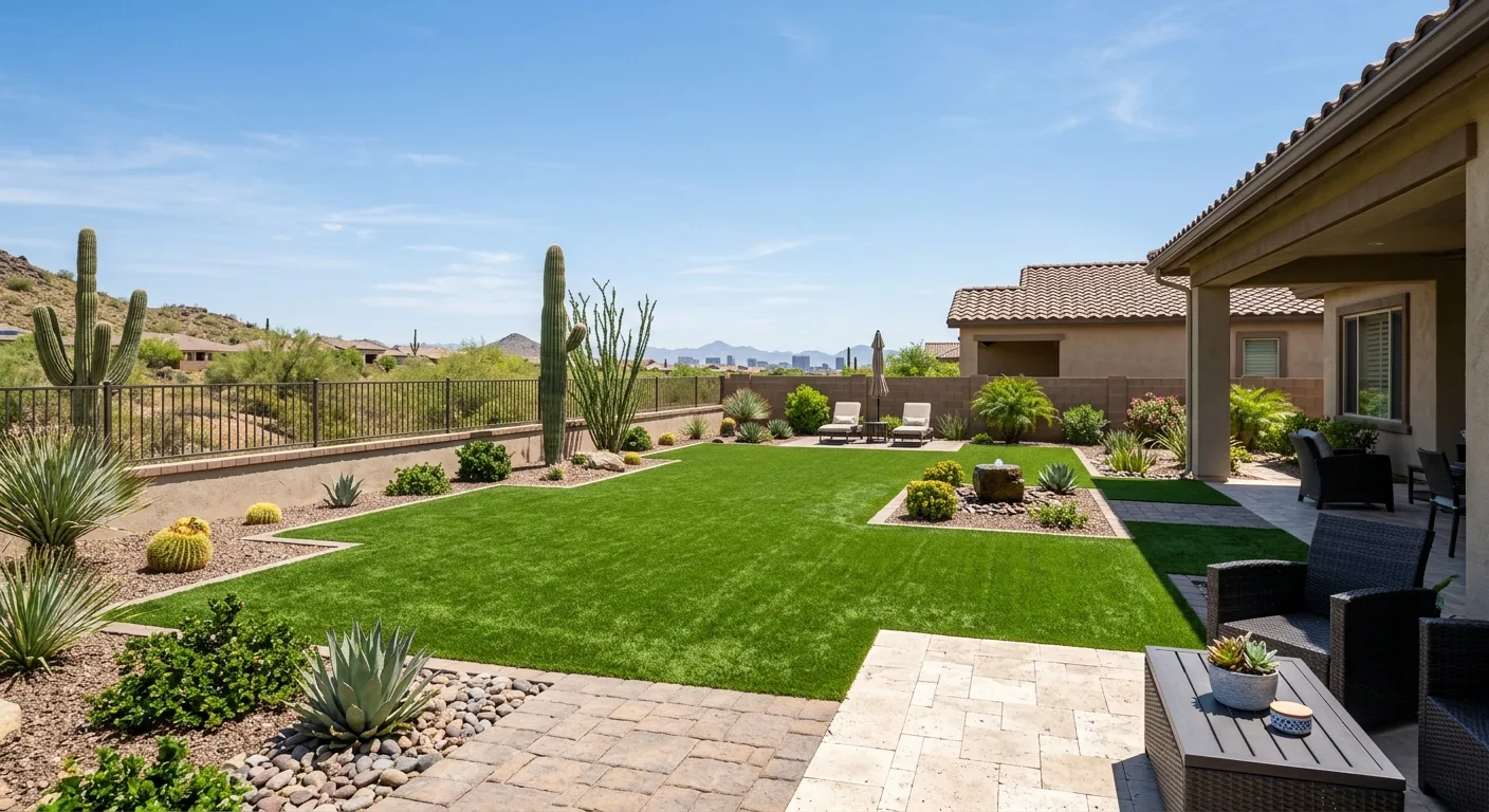 artificial grass installation work, project example in Phoenix, AZ