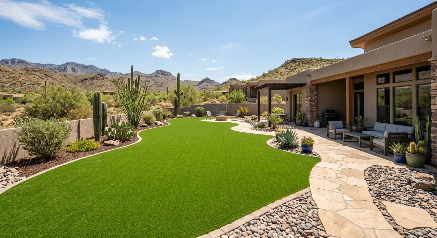 artificial turf installation work, project example in New River, AZ