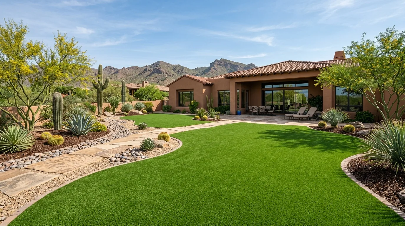 artificial turf installation work, project example in North Phoenix, AZ