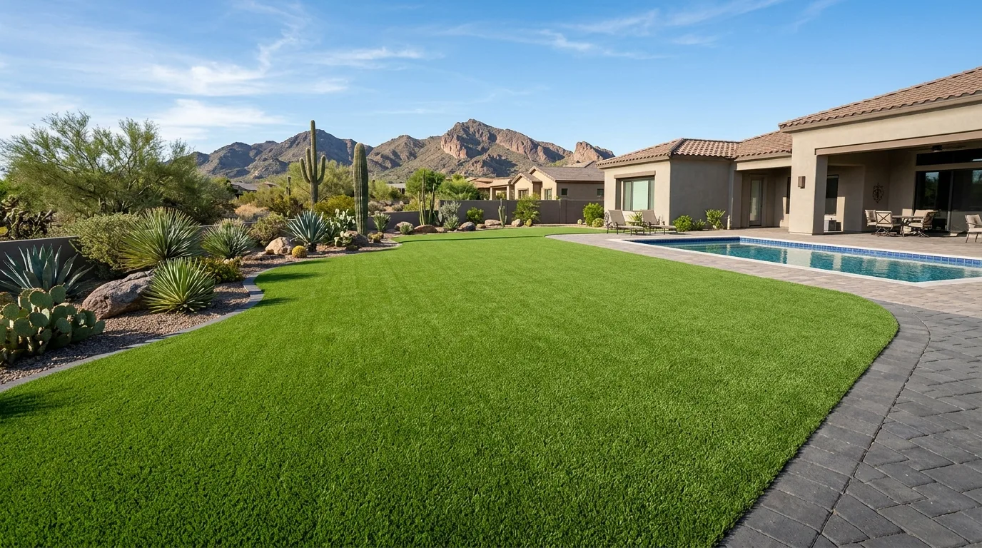 artificial turf installation work, project example in Phoenix, AZ