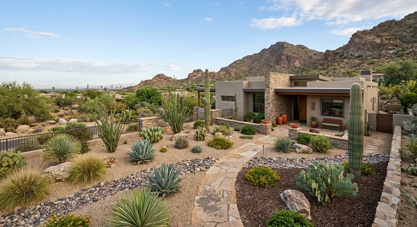 desert landscaping work, project example in Phoenix, AZ