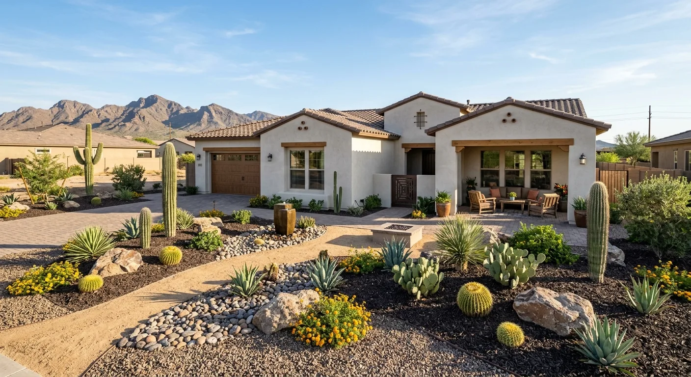 desert landscaping work, project example in Queen Creek, AZ