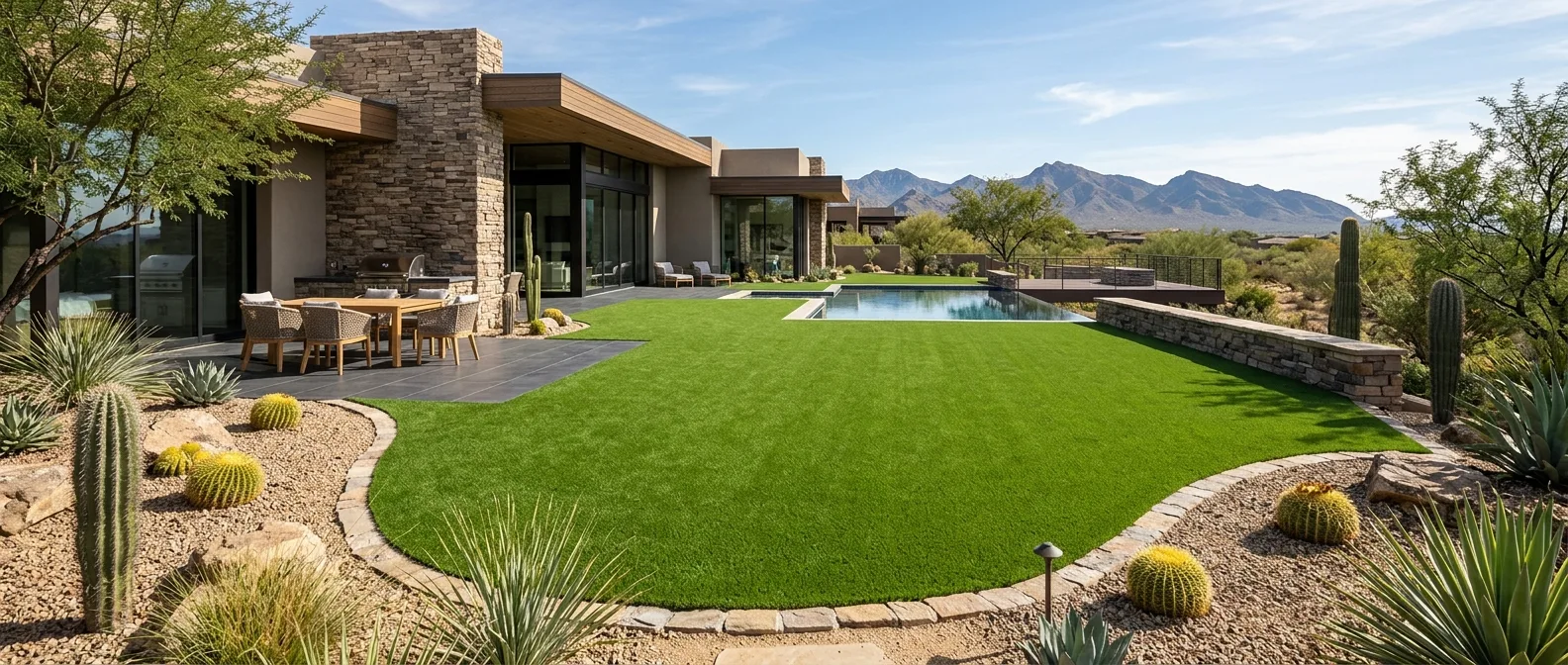 artificial turf installation work, project example in Rio Verde, AZ