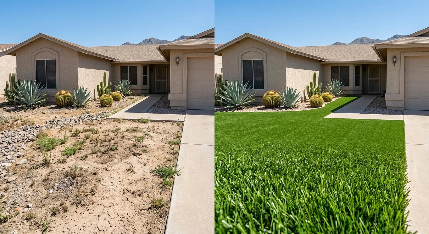 artificial turf installation work, project example in Sun City, AZ