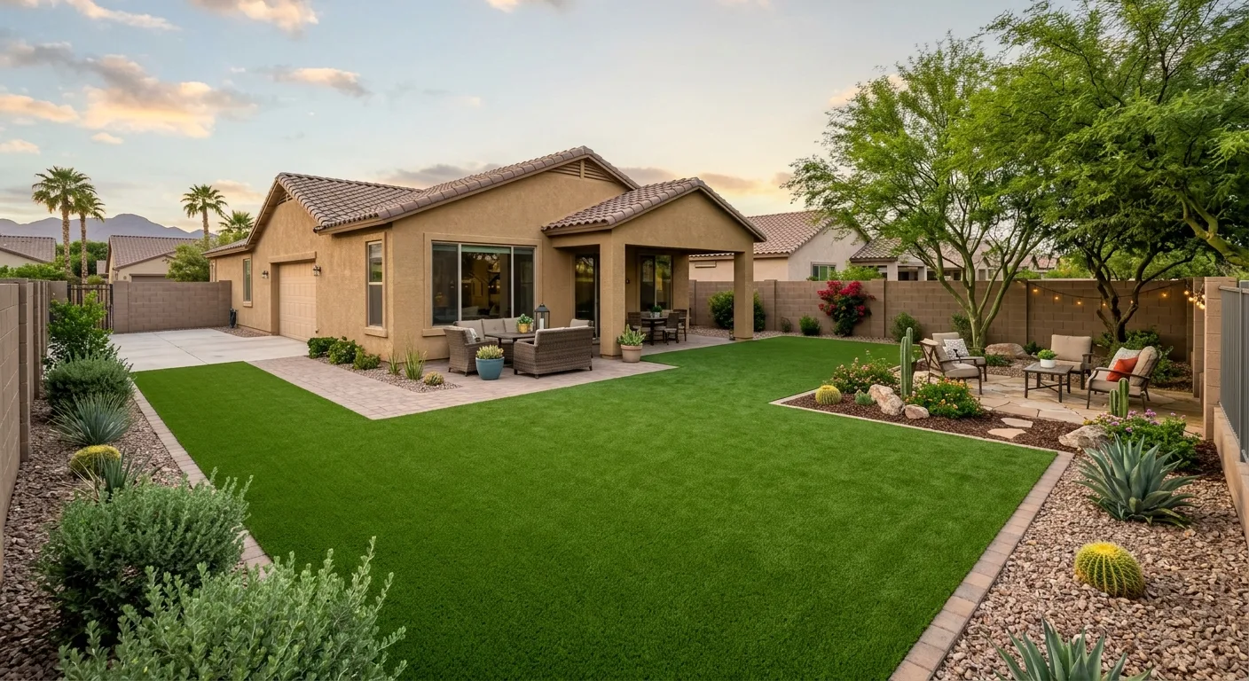 artificial turf installation work, project example in Tempe, AZ