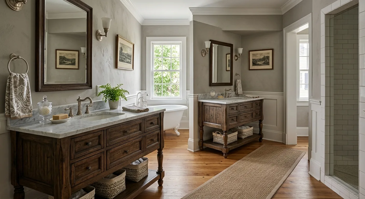 vanities that look like furniture work, project example in New Bern, NC