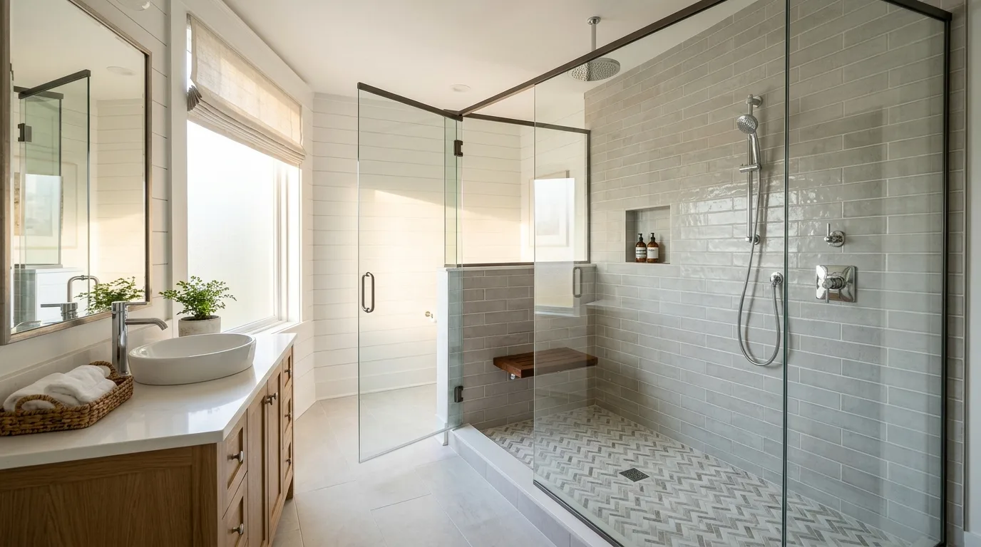 walk in shower installation work, project example in Bayboro, NC