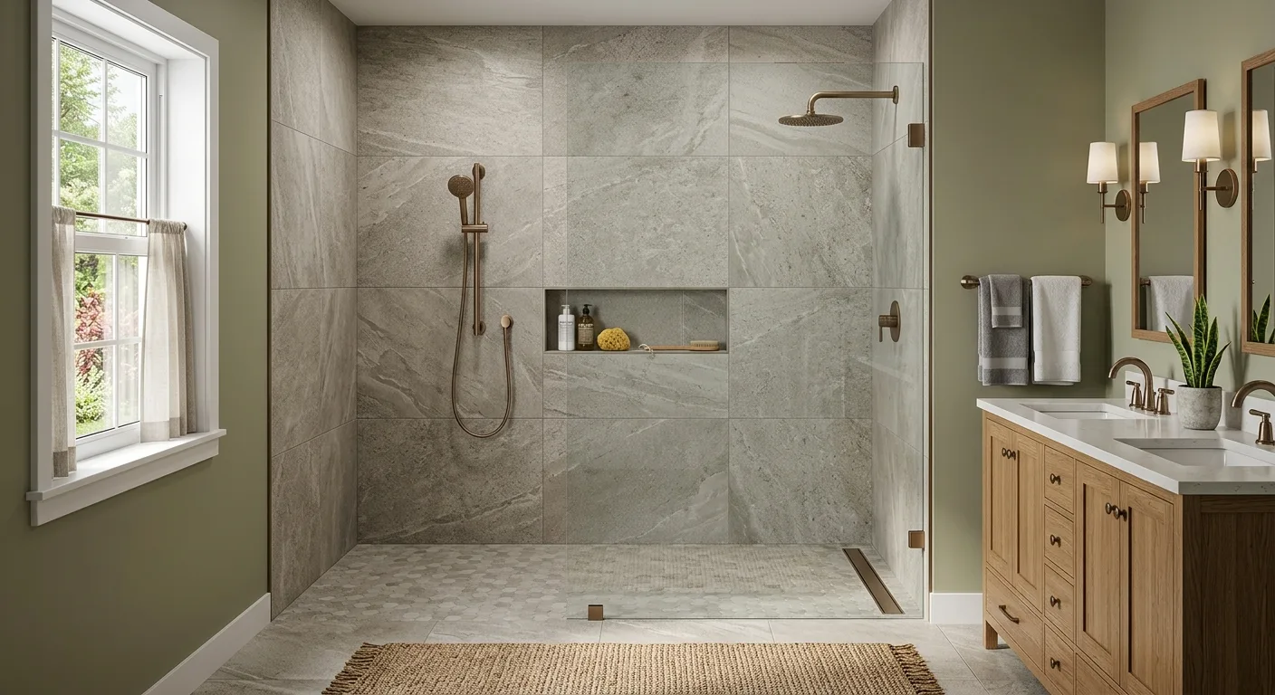 walk in shower installation work, project example in Maysville, NC