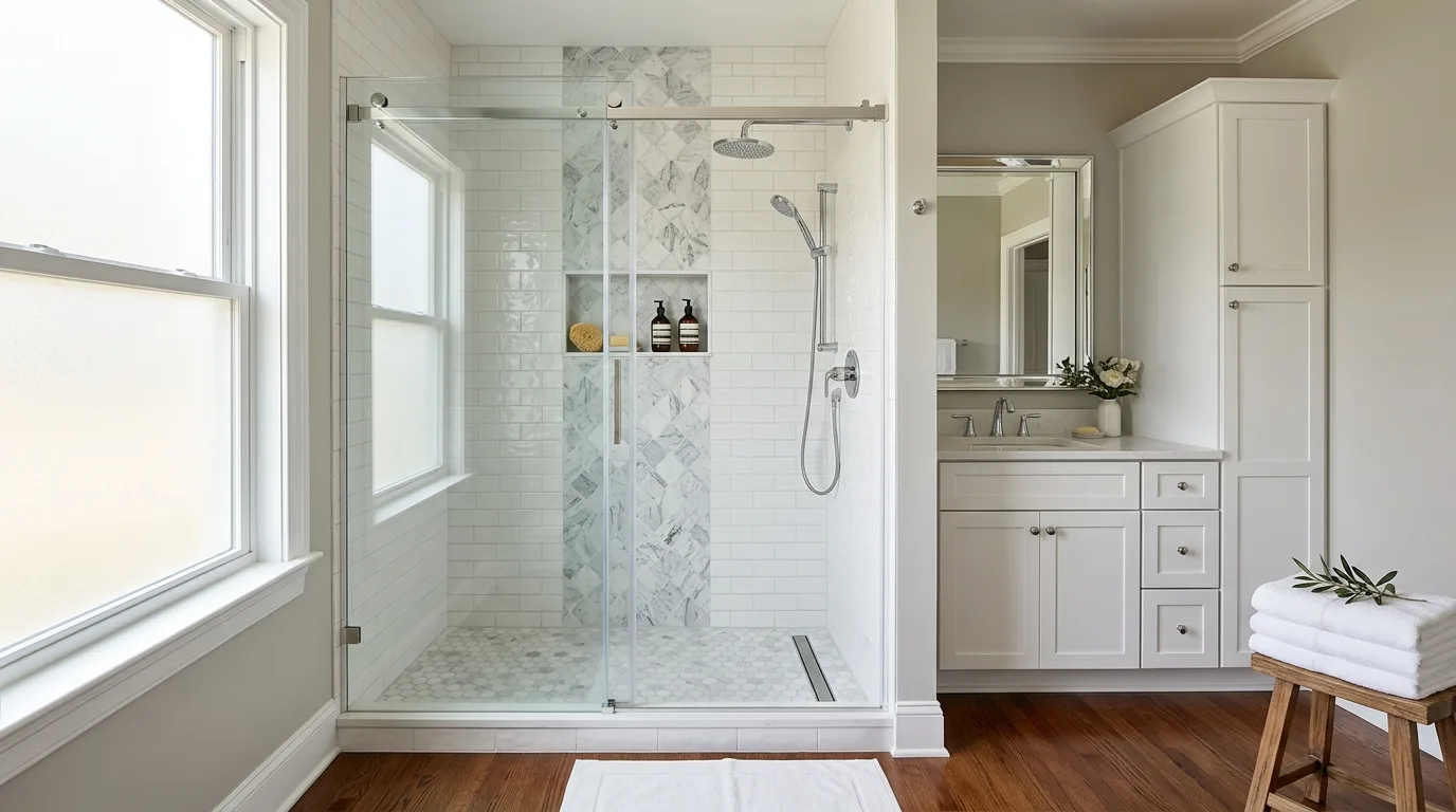 tub to shower conversions work, project example in Pollocksville, NC