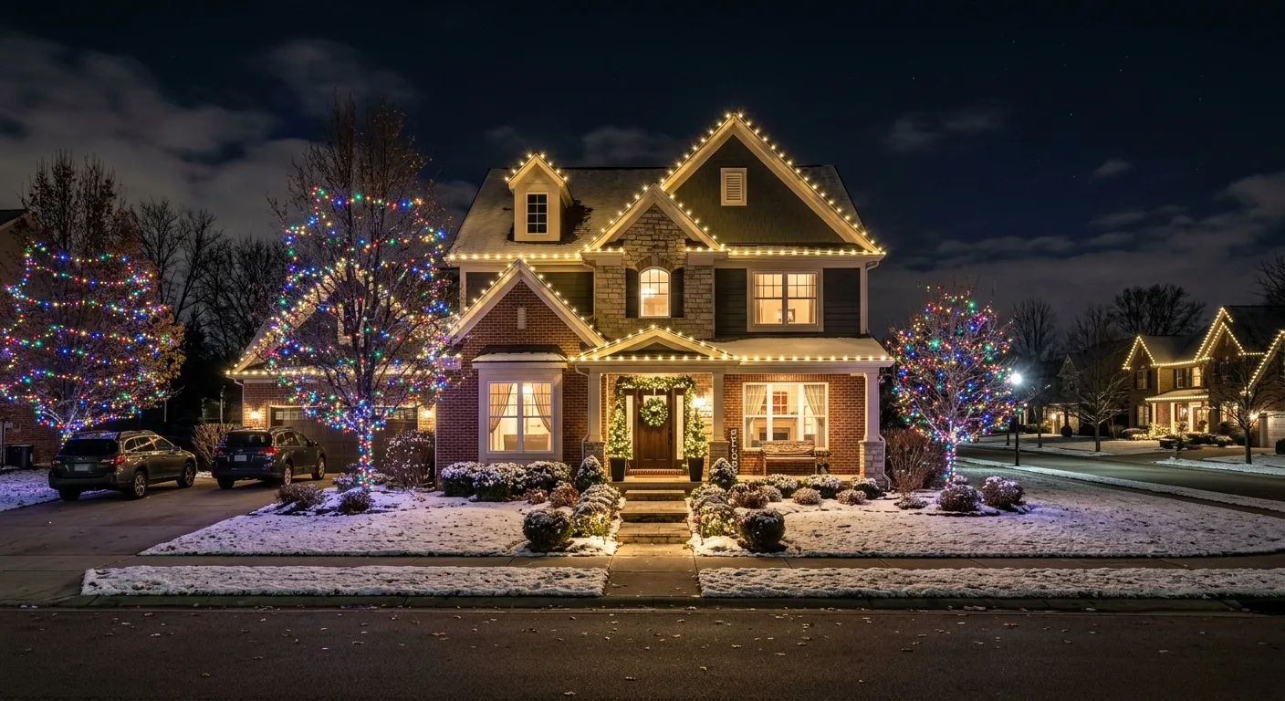 permanent holiday lighting work, project example in Hilliard, OH