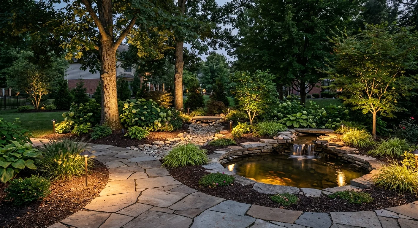 landscape lighting installation work, professional service in Hilliard, OH