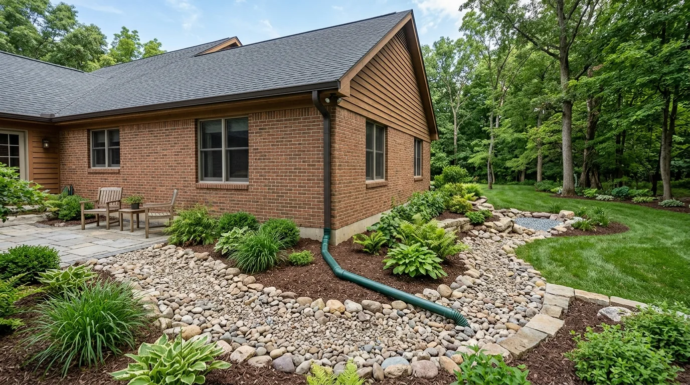 downspout discharge work, project example in Hilliard, OH