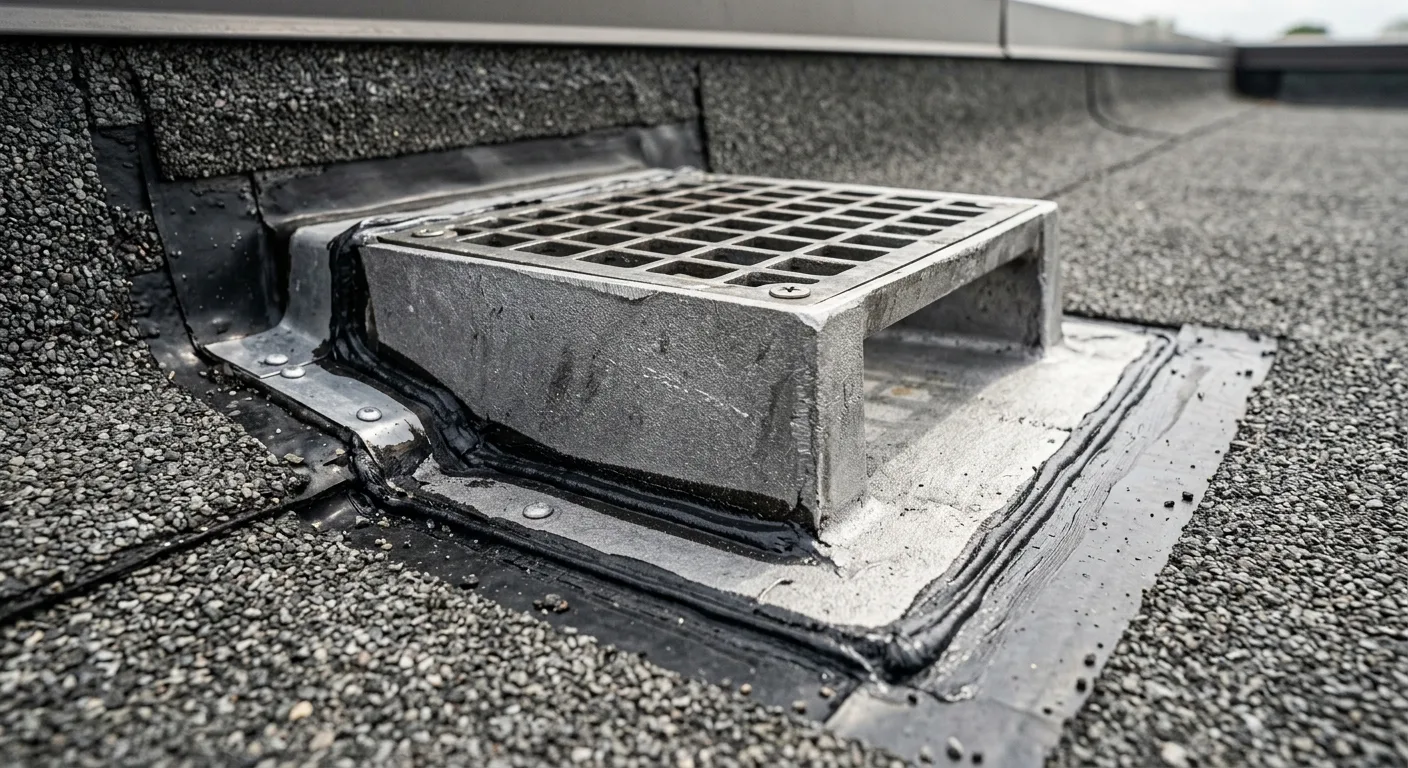 scupper drain condition work, project example in Hilliard, OH