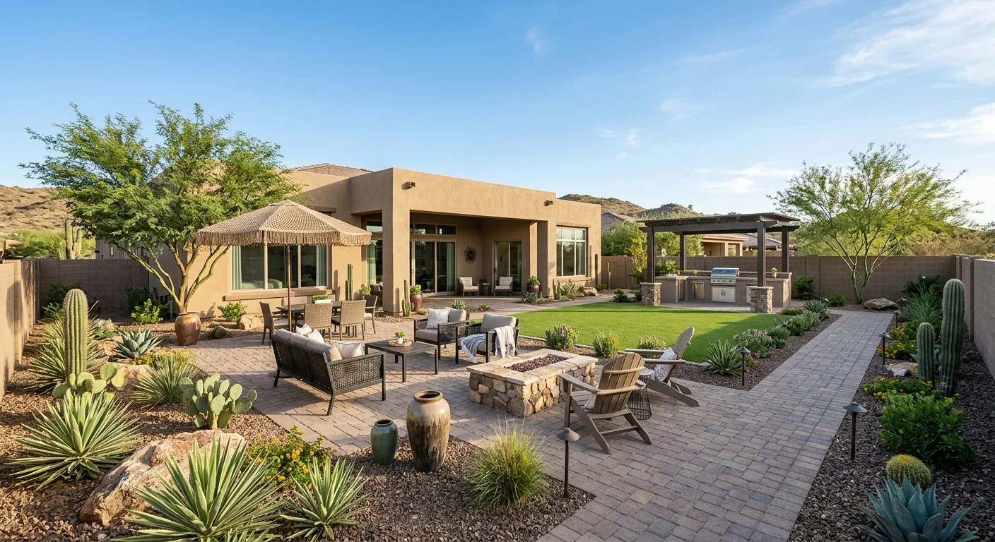 Completed backyard transformation in Surprise, AZ