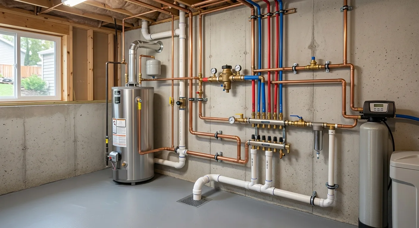 Residential plumbing and water heater work in a Forest Lake, MN home