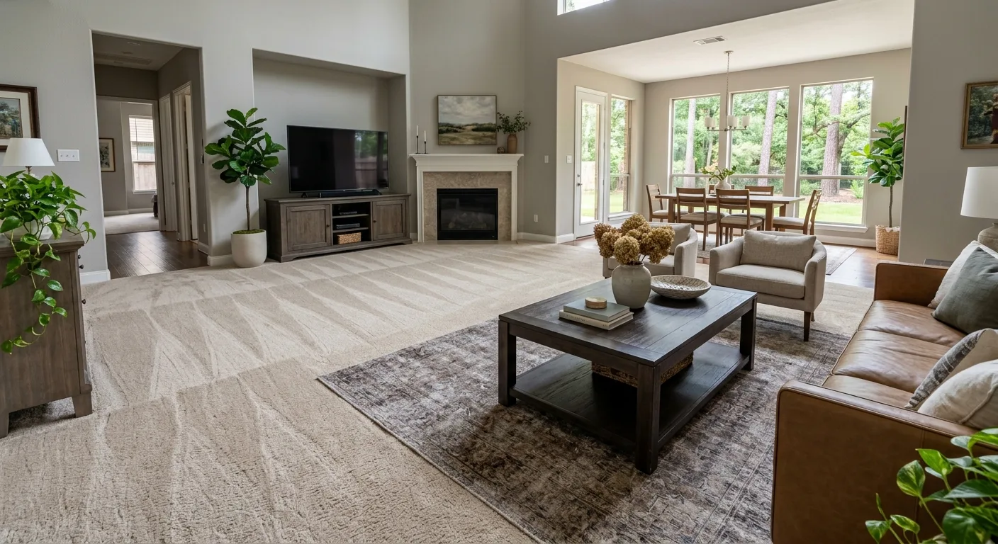 carpet steam cleaning work, project example in The Woodlands, tx