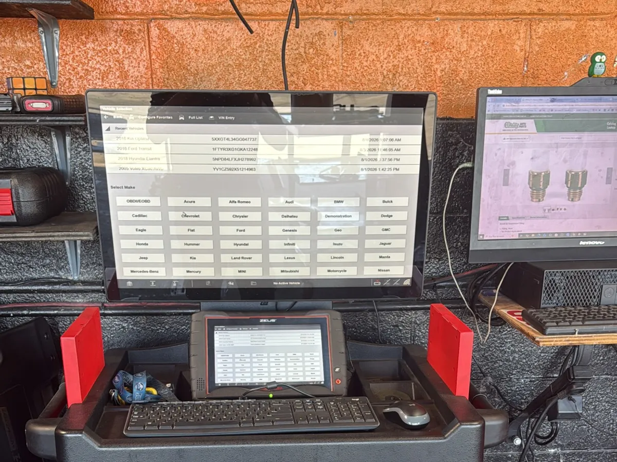 Diagnostic scan station in the Hamilton's Automotive shop