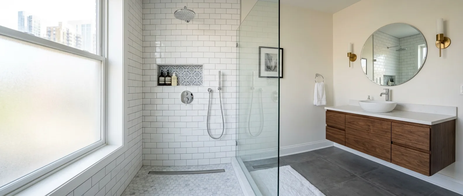 tile and shower work work, project example in Chicago, IL