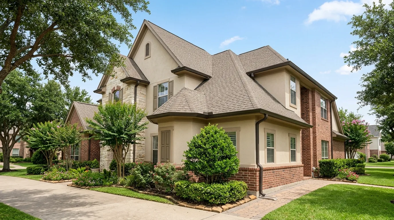 gutter cleaning work, project example in Sugar Land, TX