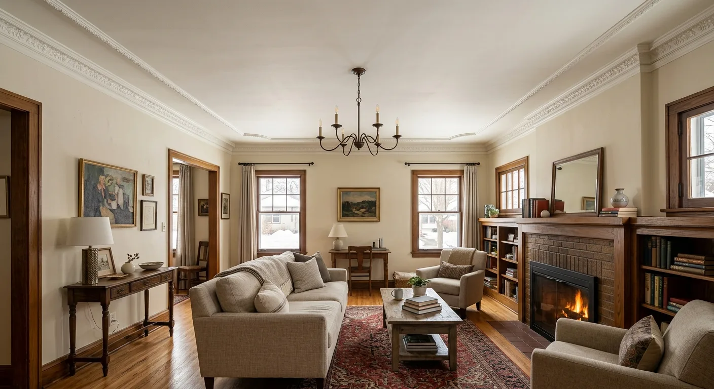 water damaged ceiling restoration work, project example in Saint Paul, MN