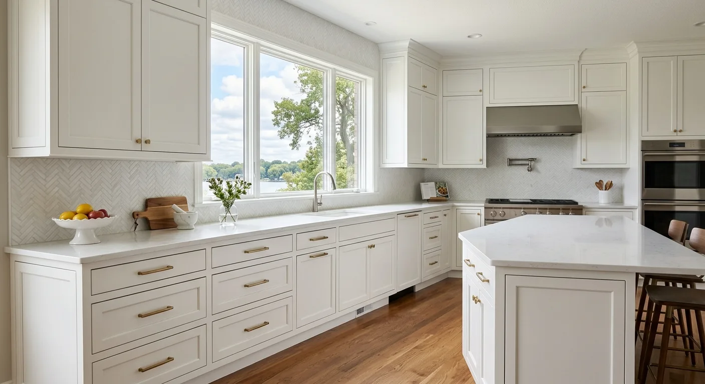 cabinet enamel work, project example in Wayzata, MN