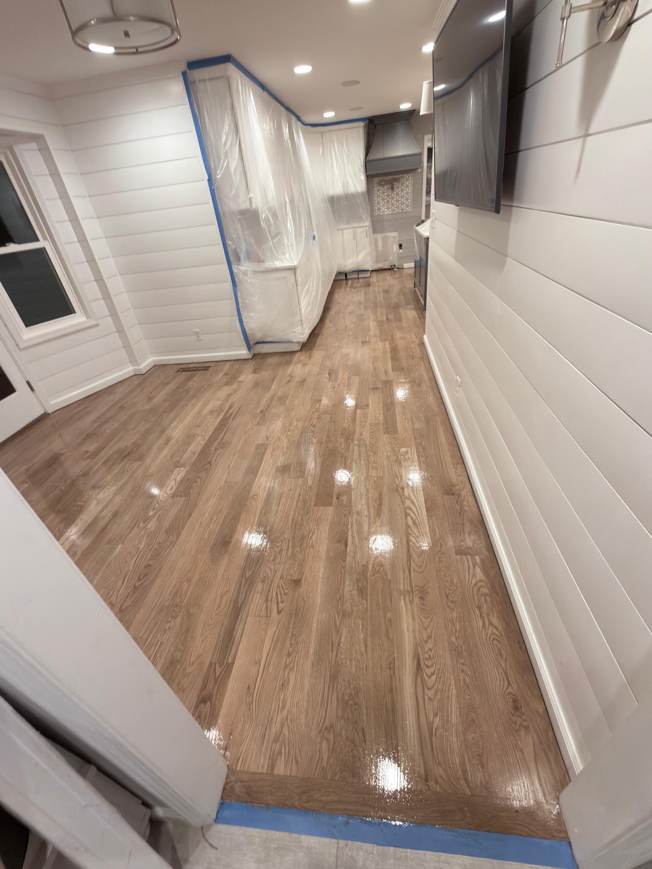 Red oak hardwood floor refinishing in Roswell, Georgia