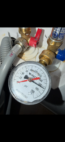 Water pressure checked before a pressure reducing valve install in Colorado Springs