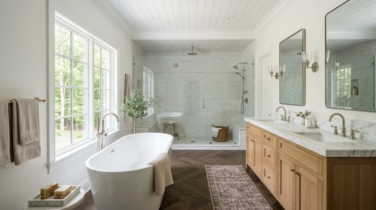 bathroom remodel work, project example in Huntersville, NC