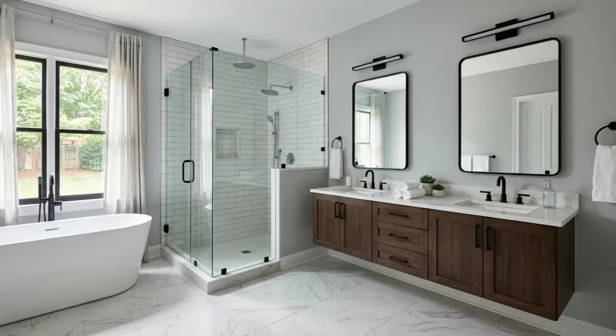 bathroom remodel work, project example in Stallings, nc