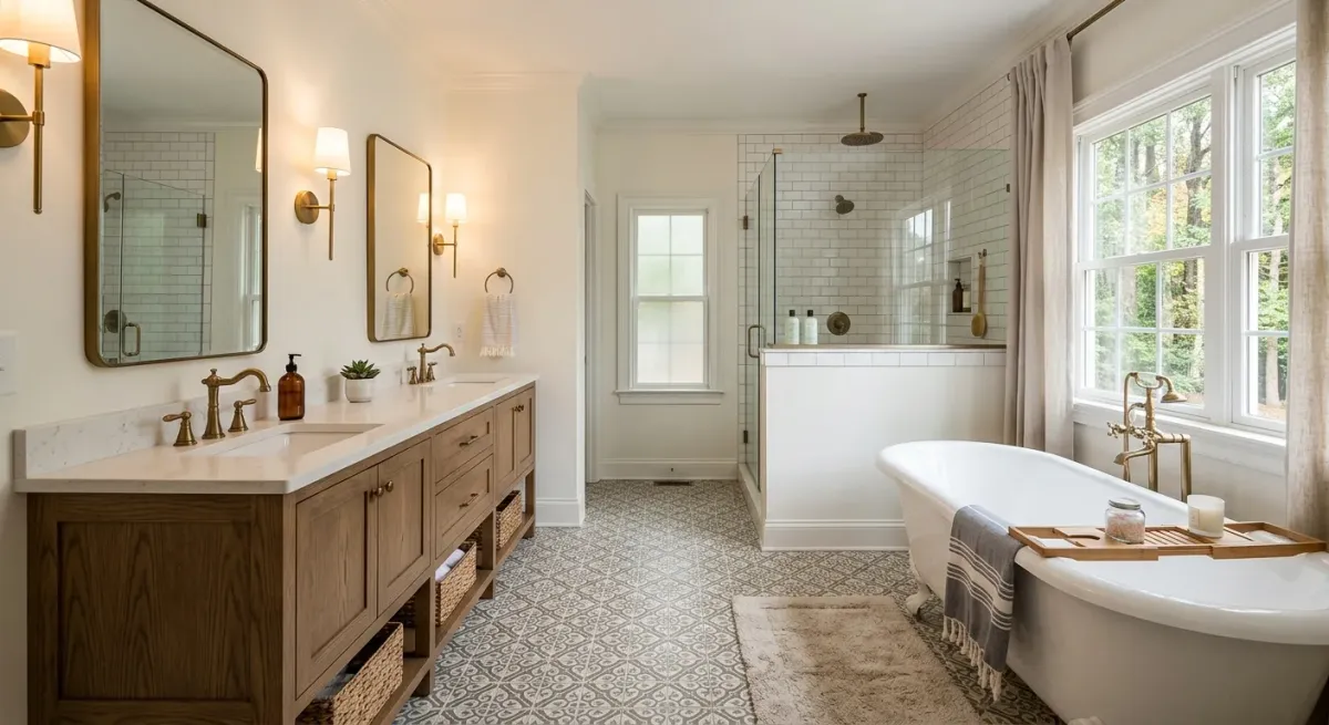 bathroom remodel work, project example in Davidson, NC