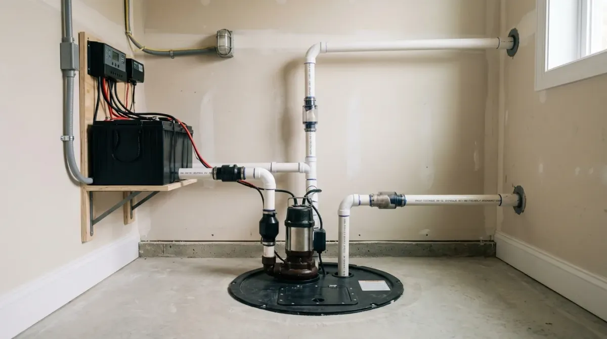 sump pump sizing and failure work, illustration in Centreville, VA