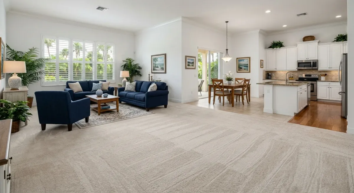 carpet cleaning work, project example in Tequesta, FL