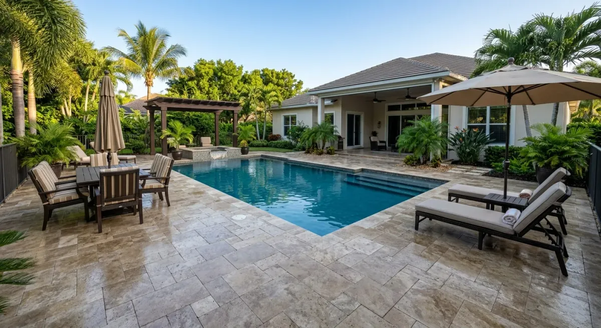 pool deck sealing work, project example in Jensen Beach, FL